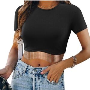 Black Ribbed Crop Top